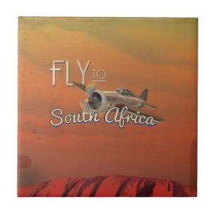 Vintage Fly to South Africa Travel Poster Tile