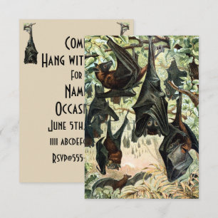 Vintage flying fox bat acadamia illustration  invitation