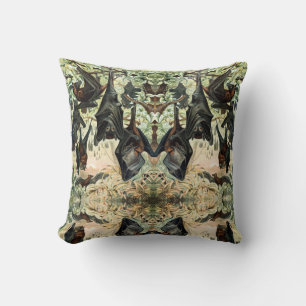 Vintage flying fox bat acadamia illustration  throw pillow