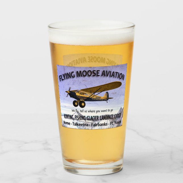 Vintage Flying Moose Aviation Sign Glass (Front Filled)