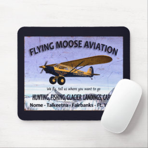 Vintage Flying Moose Aviation Sign Mouse Pad