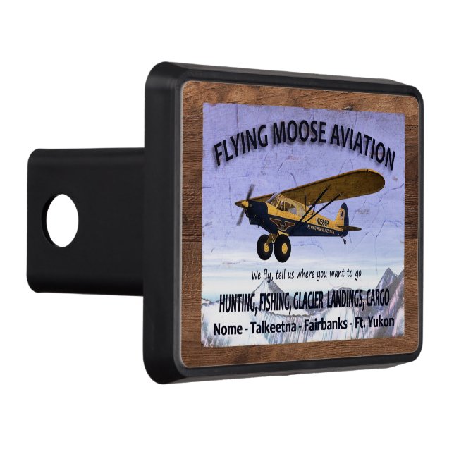 Vintage Flying Moose Aviation Sign Trailer Hitch Cover (Right)