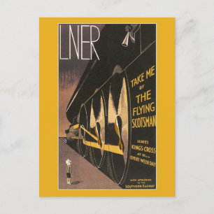 Vintage Flying Scotsman art deco  train ad Postcard