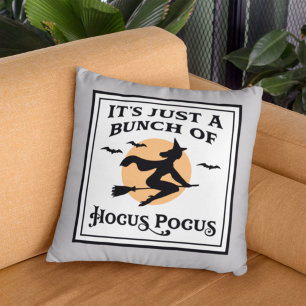 Vintage Flying Witch Moon Hocus Pocus Throw Pillow