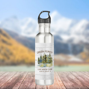 Vintage Foggy Green Pine Tree Forest Pinery  710 Ml Water Bottle