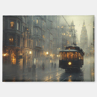 Vintage Foggy Streetcar Refrigerator Magnet