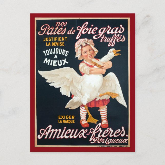 Vintage Foie Gras Pate Advertisement Postcard (Front)