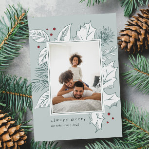 Vintage Foliage Holiday Photo Card