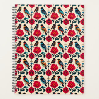 Vintage Folk Art Birds & Florals Pattern Planner