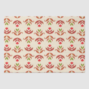 Vintage Folk Art Floral Print Cozy Rustic Autumn Tissue Paper