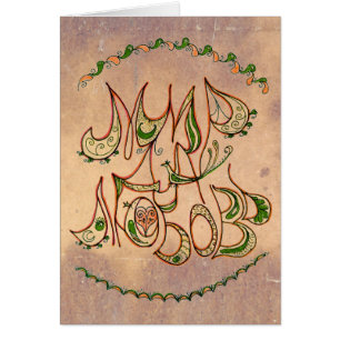 Vintage Folk Art Peace&Love Wish in Russian