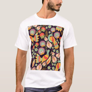 Vintage Folk Floral Birds Ornament T-Shirt
