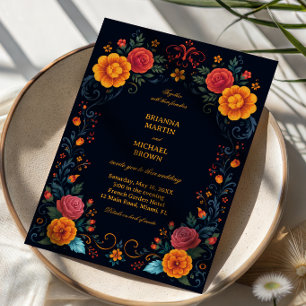 Vintage Folk Floral Elegant Invitation