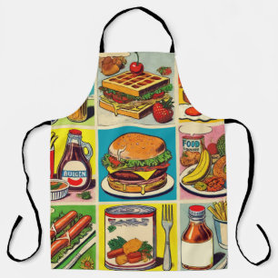 Vintage Food Comic Illustration Apron