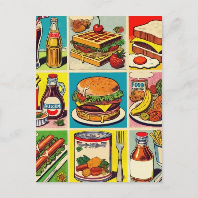 Vintage Food Comic Illustration Postcard (Front)