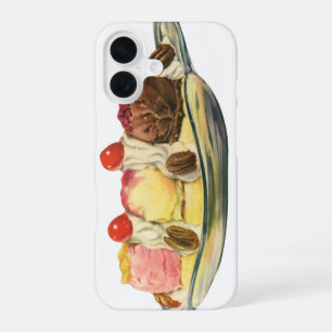 Vintage Food Desserts, Banana Split Cherries iPhone 16 Case