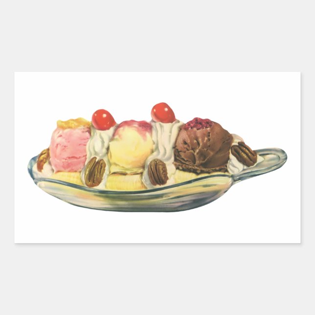 Vintage Food Desserts, Banana Split Cherries Sticker (Front)