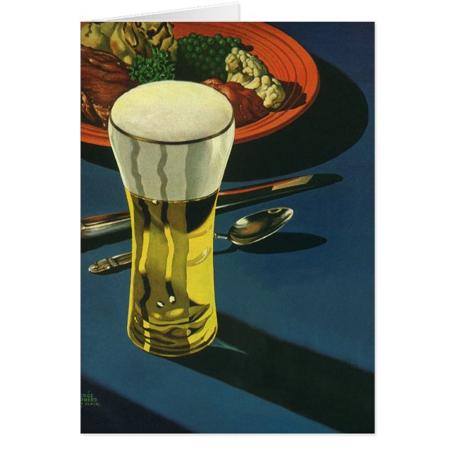 Vintage Food Drinks, Glass of Beer, Dinner (Front)