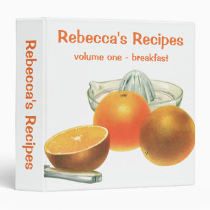 Vintage Food Fruit, Ripe Oranges Juicer Breakfast Binder