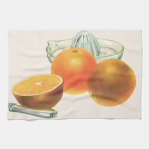 Vintage Food Fruit, Ripe Oranges Juicer Breakfast Kitchen Towel