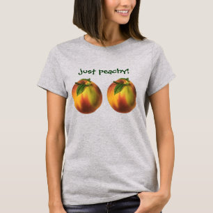 Vintage Food Fruit, Ripe Organic Peach with Leaf T-Shirt