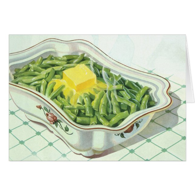 Vintage Food, Green Bean Casserole with Butter (Front Horizontal)