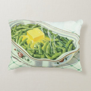 Vintage Food, Green Bean Casserole with Butter Accent Pillow
