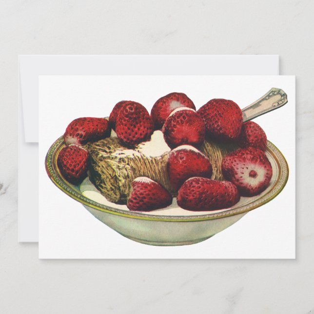 Vintage Food Healthy Breakfast Cereal Strawberries Invitation (Front)