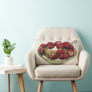 Vintage Food Healthy Breakfast Cereal Strawberries Lumbar Pillow