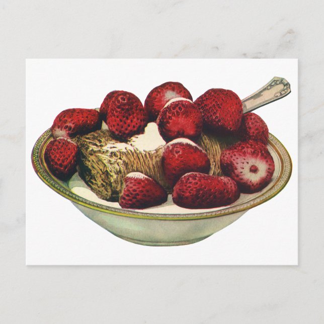 Vintage Food Healthy Breakfast Cereal Strawberries Postcard (Front)