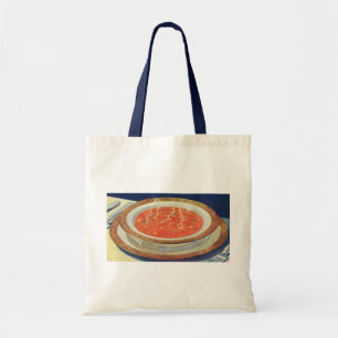 Vintage Food, Hot Bowl of Tomato Soup with Peas Tote Bag