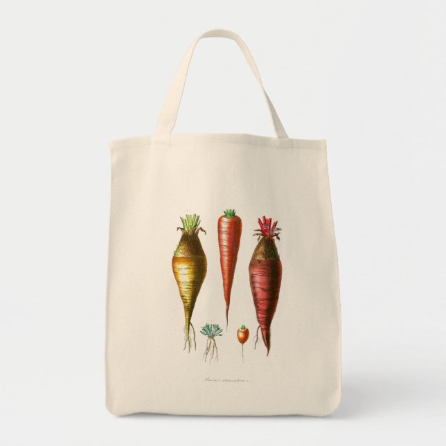 vintage food illustration french country carrot tote bag (Front)