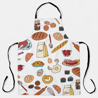 Vintage food illustrations: seamless pattern. apron