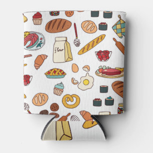 Vintage food illustrations: seamless pattern. can cooler