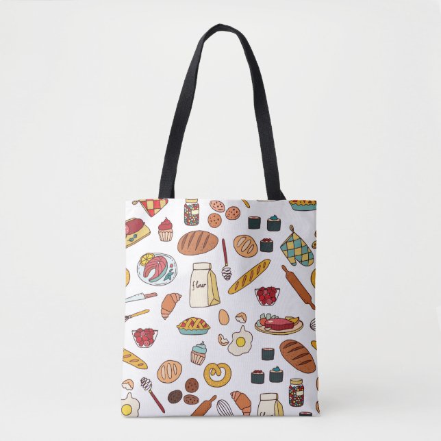 Vintage food illustrations: seamless pattern. tote bag (Front)