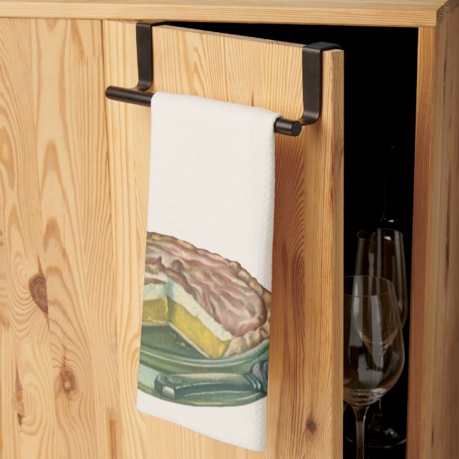 Vintage Food, Lemon Meringue Pie Dessert Kitchen Towel (Thirds Fold)