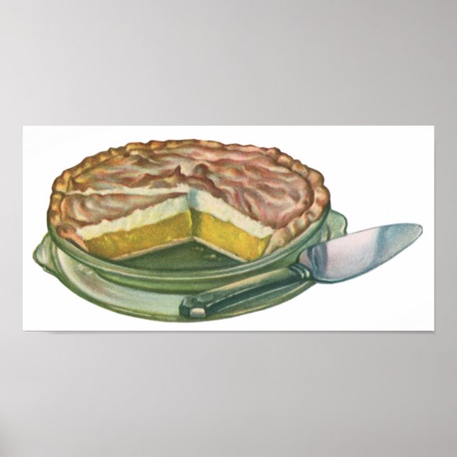 Vintage Food, Lemon Meringue Pie Dessert Poster (Front)