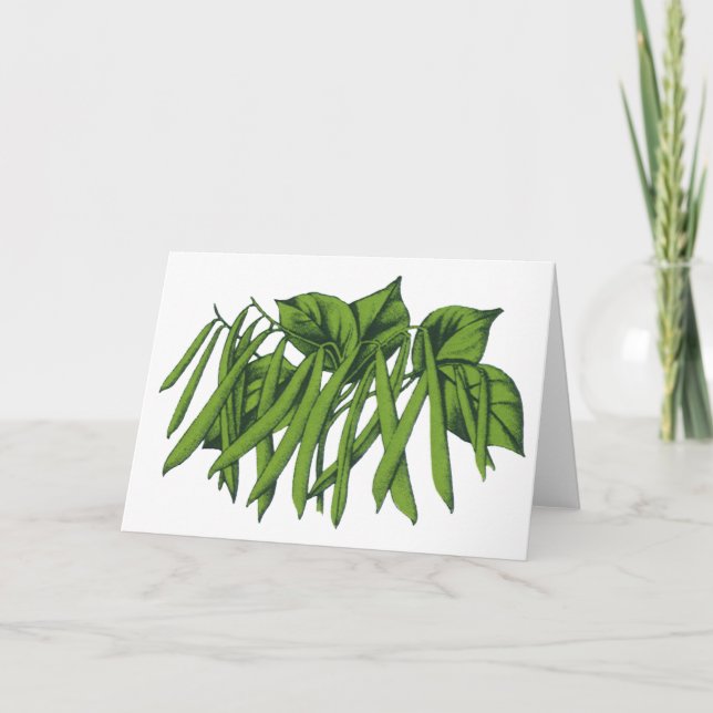 Vintage Food, Organic Green Beans Vegetables Card (Front)