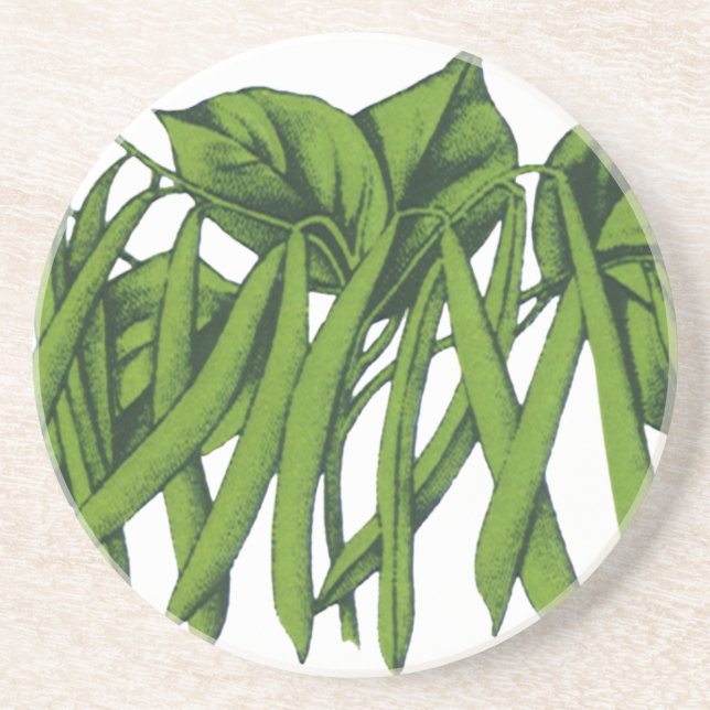 Vintage Food, Organic Green Beans Vegetables Coaster (Front)