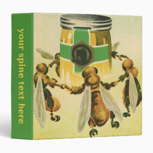 Vintage Food, Organic Honey Bees Dancing Jar Binder