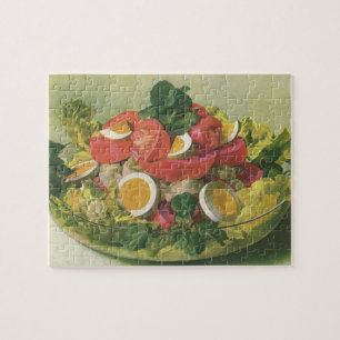 Vintage Food, Organic Mixed Green Mesclun Salad Jigsaw Puzzle