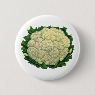 Vintage Food Vegetables Veggies Cauliflower 2 Inch Round Button