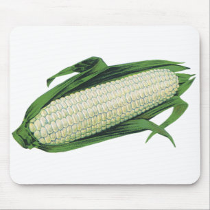 Vintage Food Vegetables White Corn on the Cob Mouse Pad