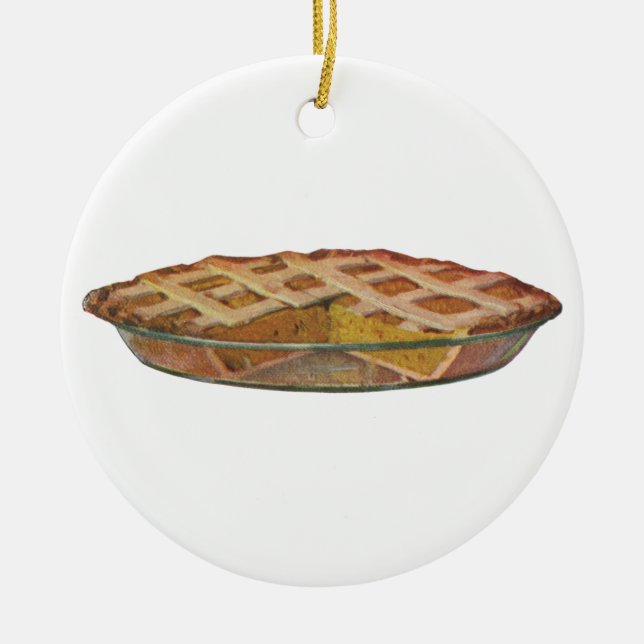 Vintage Foods, Dessert, Thanksgiving Pumpkin Pie Ceramic Ornament (Front)