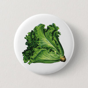 Vintage Foods, Green Leaf Lettuce Vegetables 2 Inch Round Button