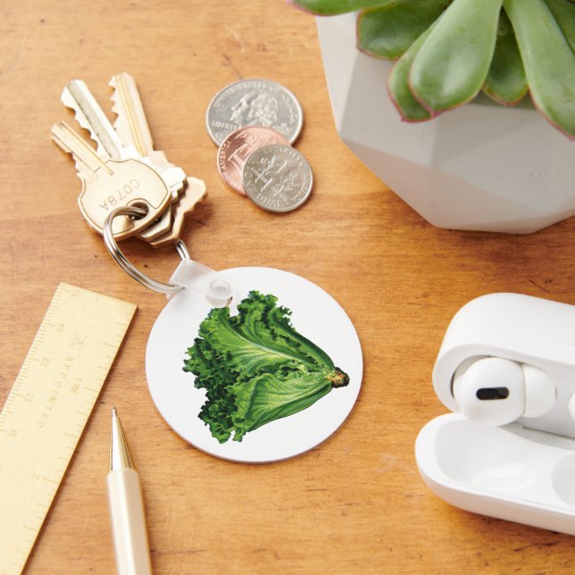 Vintage Foods, Green Leaf Lettuce Vegetables Keychain (Desk)