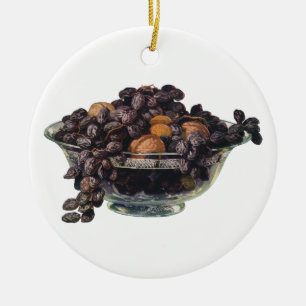 Vintage Foods, Walnuts and Almonds, Fruit and Nuts Ceramic Ornament