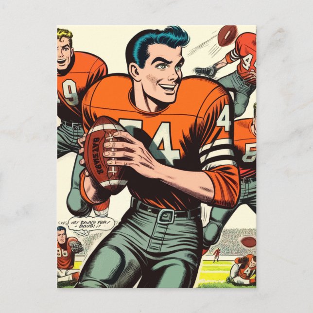 Vintage Footbal Comics Postcard (Front)