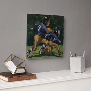 Vintage Football, Children, Boys Playing Sports  Square Wall Clock