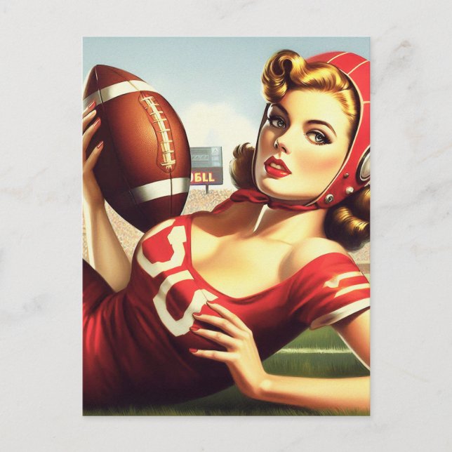 Vintage Football Girl Postcard (Front)